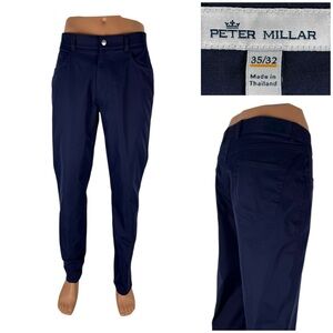 Peter Millar Mens 35 Pants Crown Sport 5 Pocket EB66 Performance Golf Blue EUC